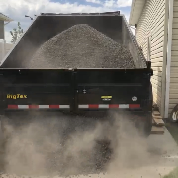 rock delivery in backyard